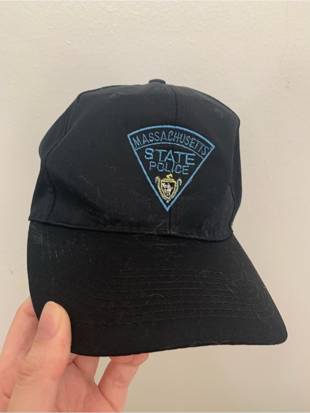 Otto Headwear Black Cap Hat w/ Massachusetts State Police patch